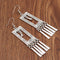 Antique Silver Rectangle Metal Tassel Earrings - [neshe.in]