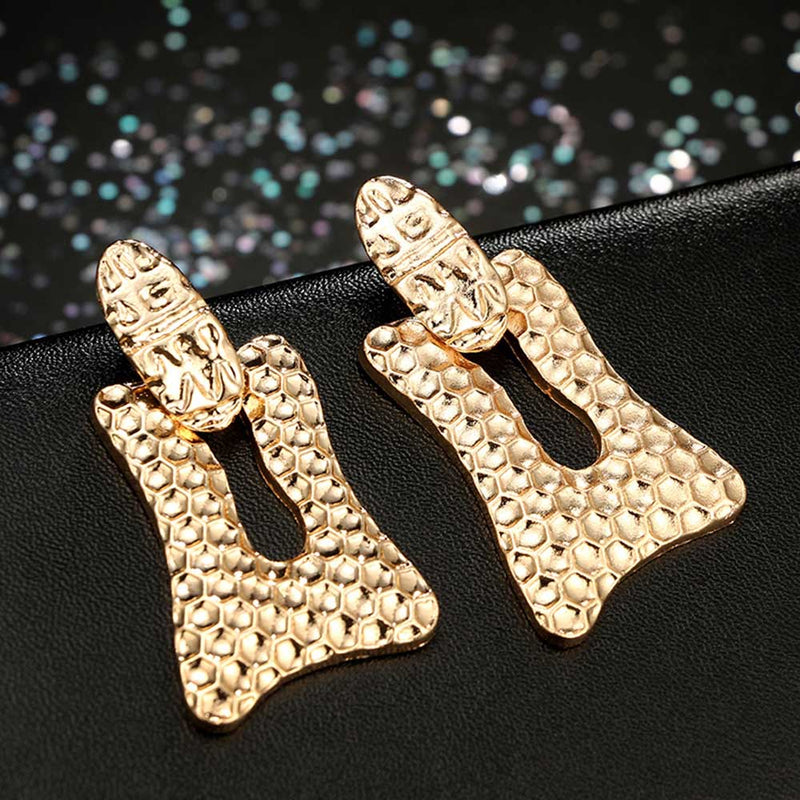 Golden Textured Punk Style Earring - [neshe.in]