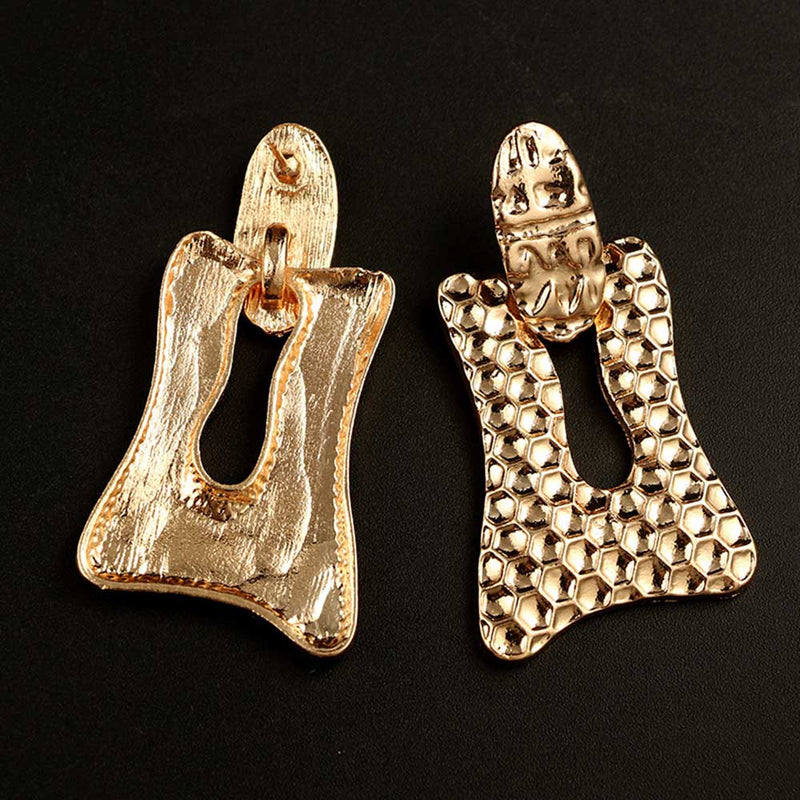 Golden Textured Punk Style Earring - [neshe.in]