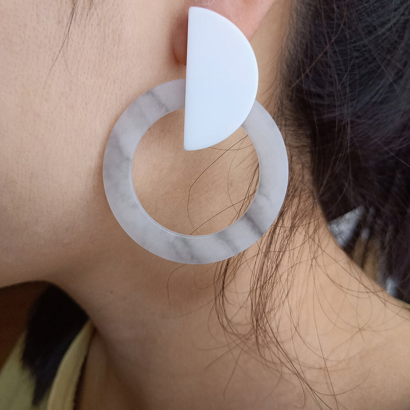 Big Round Geometric Acrylic Hoop Earrings - 2 colors - [neshe.in]