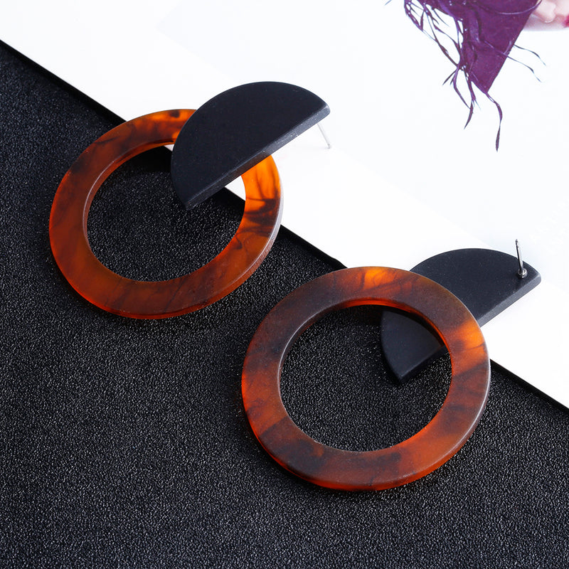Big Round Geometric Acrylic Hoop Earrings - 2 colors