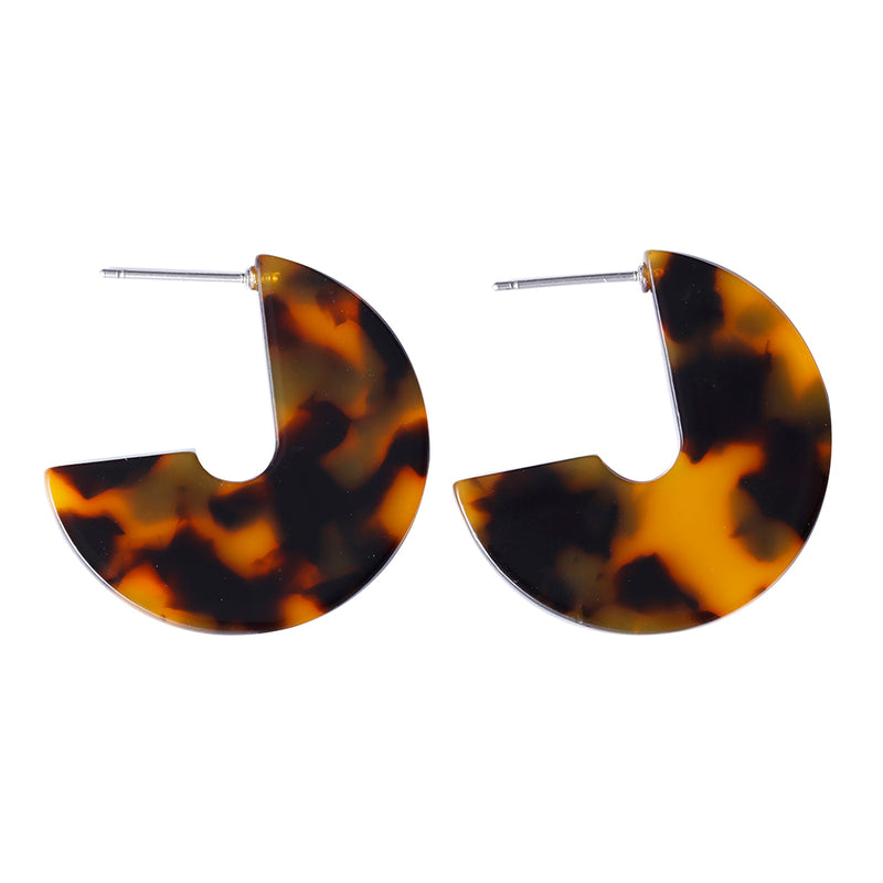 Round Acrylic Brown Hoop Earring - [neshe.in]