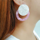 Round Circle Candy Color Acrylic Earrings - 4 Colors - [neshe.in]