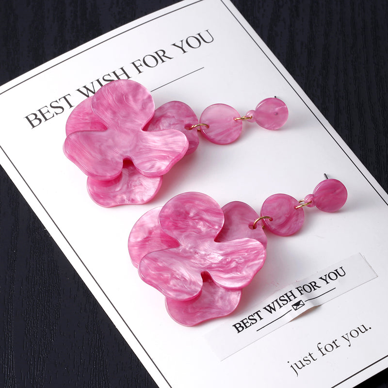Bohemian Flower Acrylic Drop Dangle Earrings - 2 Colors - [neshe.in]