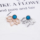 Flower shape blue stone -Ear jacket - 2 Styles - [neshe.in]