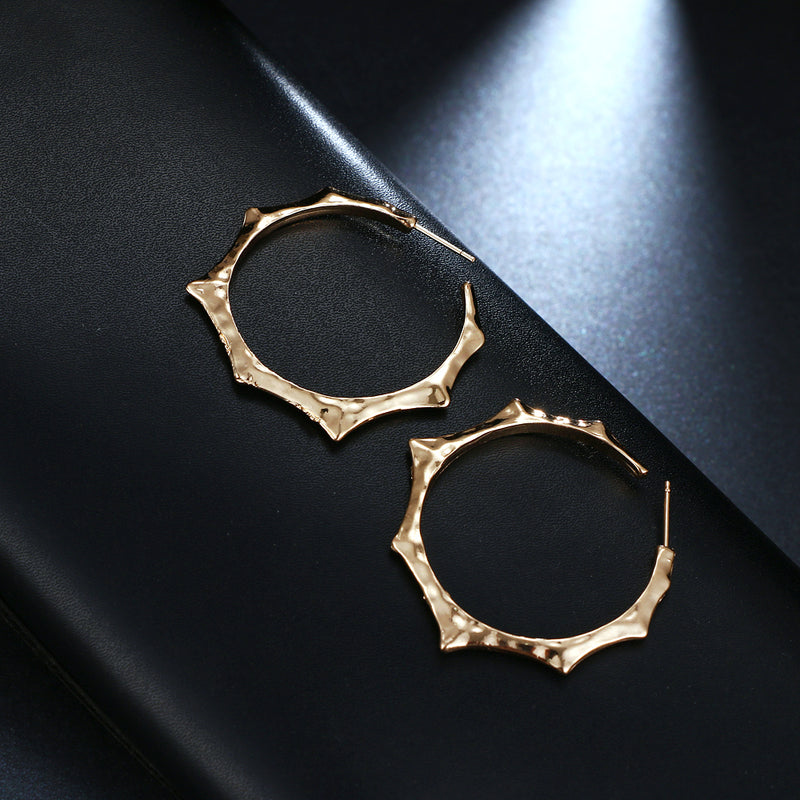 Solid Gold Bamboo Hoop Earrings - [neshe.in]
