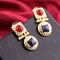 Red & Blue Resin Gold Statement Stud Drop Earring - [neshe.in]