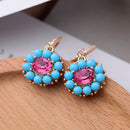 Blue Flower Romantic Crystal Drop Earrings - [neshe.in]
