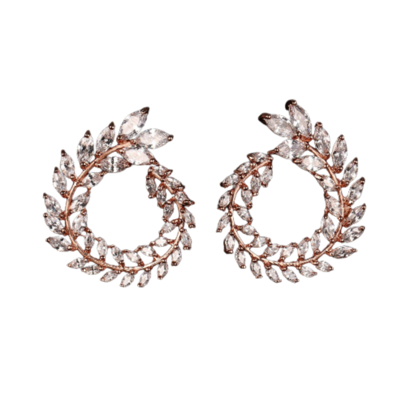 Oval CZ Crystal Statement Hoop Studs - 2 Colors
