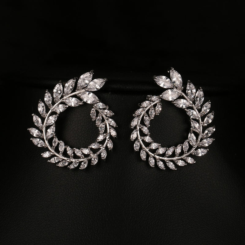 Oval CZ Crystal Statement Hoop Studs - 2 Colors - [neshe.in]