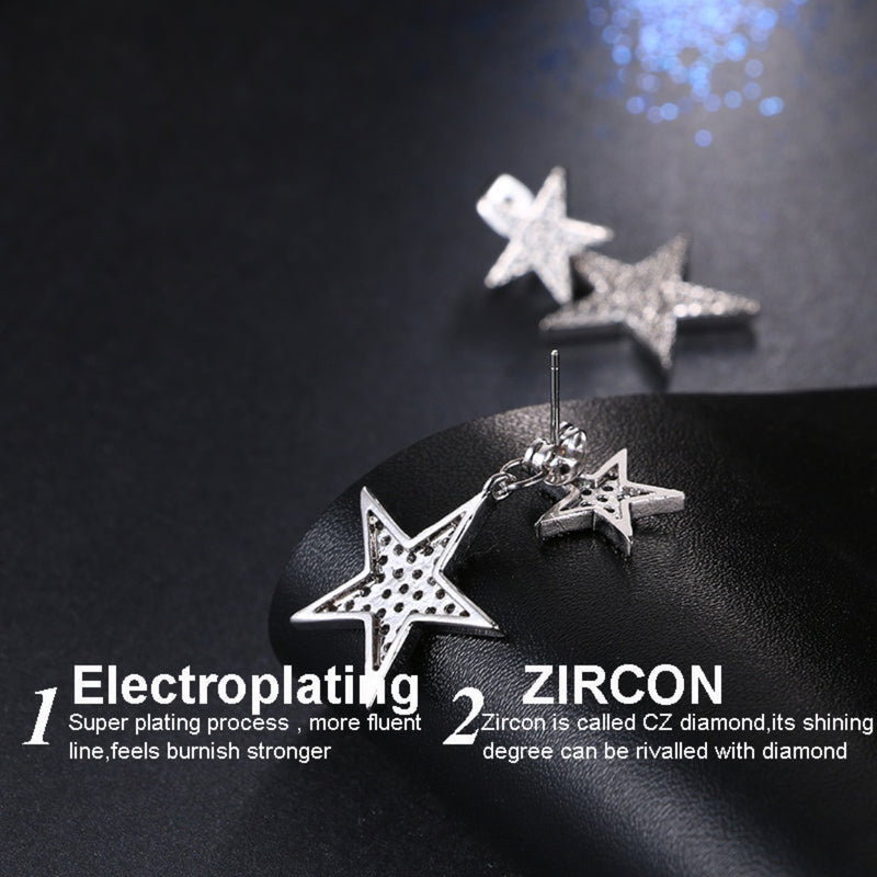 Star AAA+ CZ Crystal Drop Earrings - 2 Colors - [neshe.in]
