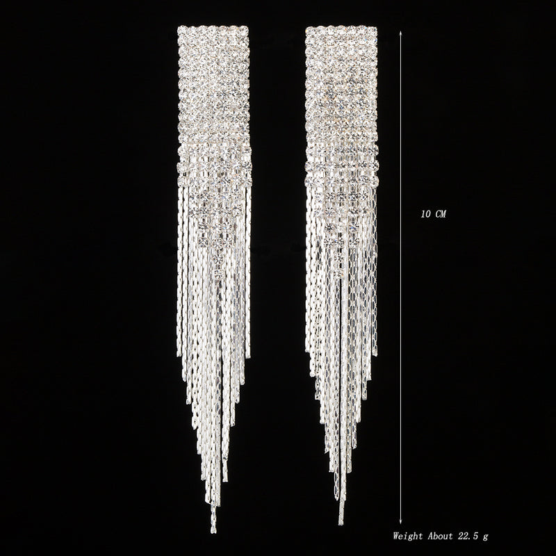 Crystal Long Tassel Party wear Earrings - 2 Styles - [neshe.in]