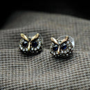 Trendy Metal Crystal Owl Head Stud Earrings - [neshe.in]