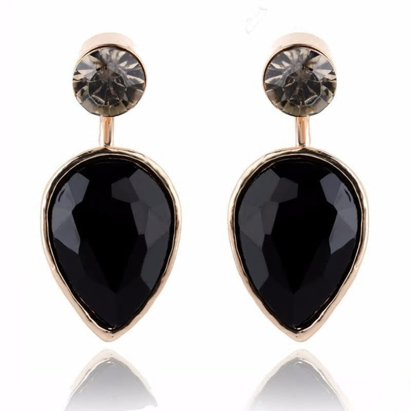 Exaggerated Crystal Drop Stud Ear Jacket - 4 Colors - [neshe.in]