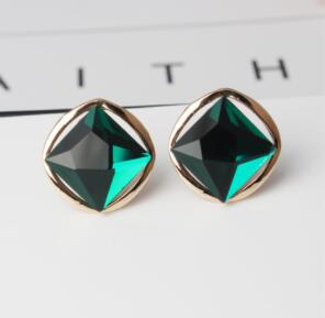 Big Geometric Square Crystal Stud Earrings - 4 Colors - [neshe.in]