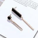 Trendy Long Tassel Gold-Black Asymmetric Dangle Drop Earrings - [neshe.in]