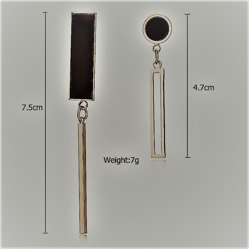 Trendy Long Tassel Gold-Black Asymmetric Dangle Drop Earrings - [neshe.in]
