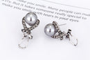 Vintage Cross Imitation Pearl Earrings - 2 Colors - [neshe.in]