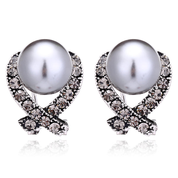 Vintage Cross Imitation Pearl Earrings - 2 Colors - [neshe.in]