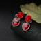 Red Heart Flower Enamel Drop Statement Party Earrings - [neshe.in]
