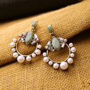 Simulated Pearl Green Chandelier Party Statement Earring - [neshe.in]