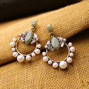 Simulated Pearl Green Chandelier Party Statement Earring - [neshe.in]