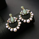 Simulated Pearl Green Chandelier Party Statement Earring - [neshe.in]