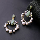 Simulated Pearl Green Chandelier Party Statement Earring - [neshe.in]