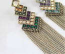 Golden Multi  Colour Long Tassel Earrings - [neshe.in]
