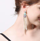 Crystal Ceramic Long Tassel Party Earrings - [neshe.in]