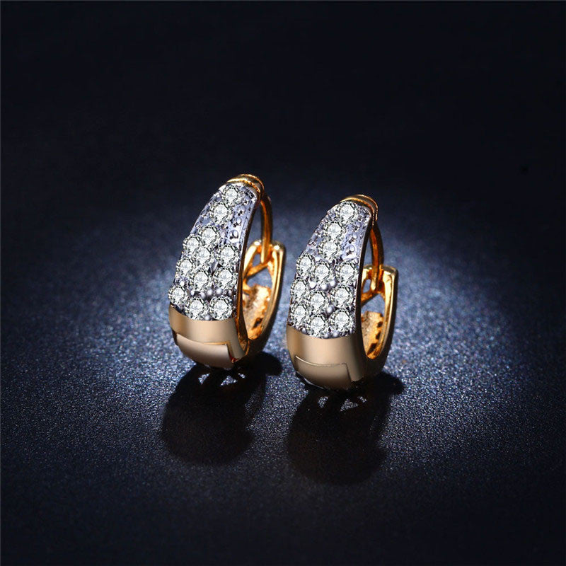 Elegant Trendy Gold-Color Crystal Office Party Hoop Earrings - [neshe.in]