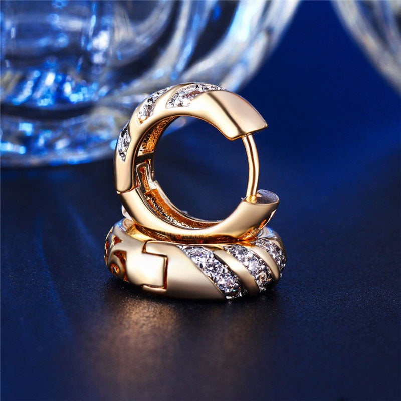 Gold & Silver Crystal Small Huggie Hoop Earrings - 4 Colors - [neshe.in]