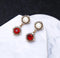Red Crystal Imitation Pearl Dangle Exquisite Drop Earrings - [neshe.in]