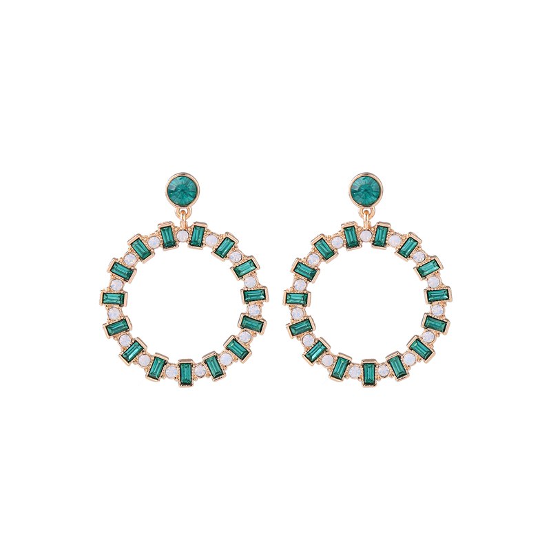 New design Luxury Shining Crystal Earrings Geometric Big Round Stud Earrings  For Women Wedding Rhinestone Stud Earrings Jewelry