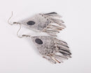 Grey-Blue Opal Antique Silver Ethnic Tassels Earring - [neshe.in]