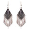 Grey-Blue Opal Antique Silver Ethnic Tassels Earring - [neshe.in]