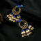 Antique Tibetan Coin Tassel Blue Dangle Earring - [neshe.in]