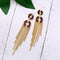 Metal Tassel Wood Hoops Long Statement Drop Earrings - [neshe.in]