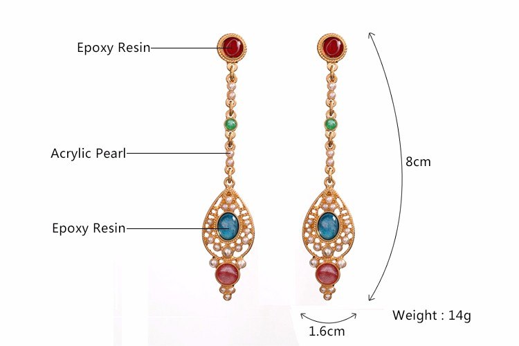 Pink Pearl Ethnic Long Drop Earring - [neshe.in]