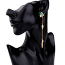 Trendy Asymmetrical Long Chain Opal Drop Earring - [neshe.in]
