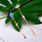 Trendy Asymmetrical Long Chain Opal Drop Earring - [neshe.in]
