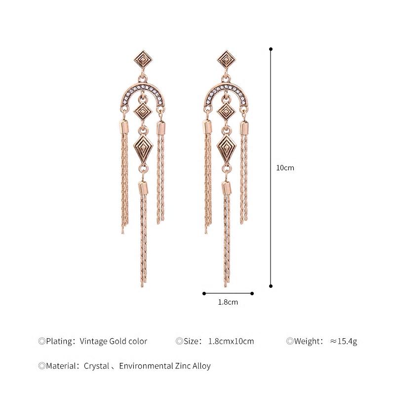 Intricate Metal Tassel Long Drop Party Earring - [neshe.in]