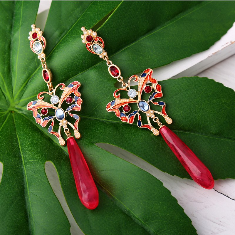 Pink Hollow out Butterfly Drop Statement Earrings - [neshe.in]