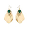 Golden Petal Tassel with green stone earring - [neshe.in]