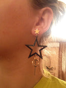 Geometric Asymmetrical Star Metal Tassel Drop Earrings - [neshe.in]
