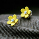 Elegant Resin Yellow Flowers Stud Earrings - [neshe.in]