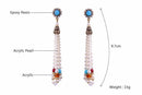 Simulated Pearls  Long Beads Chain Drop Earrings - [neshe.in]