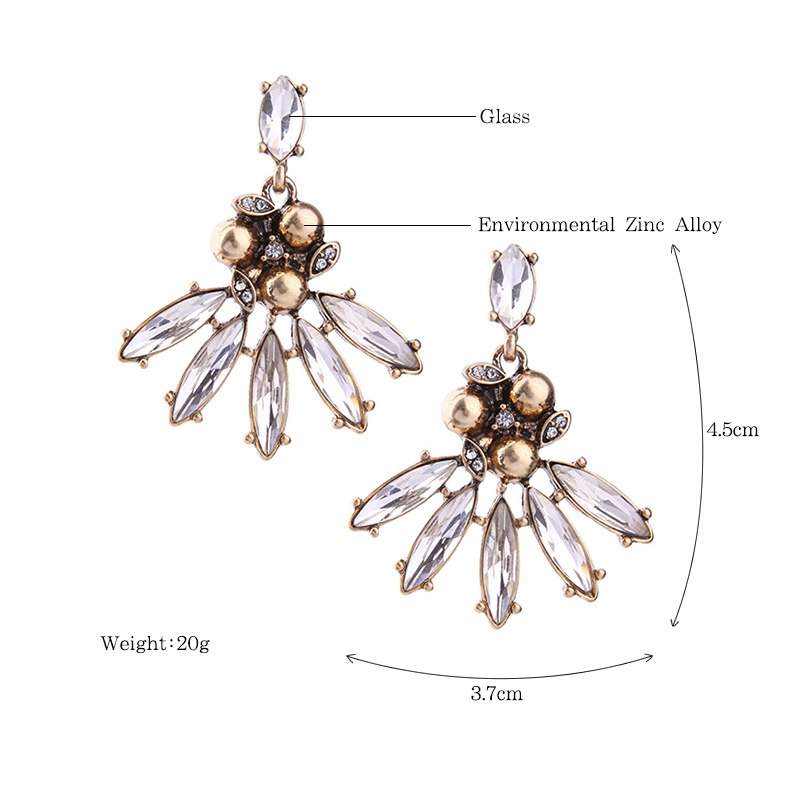Crystal Flower shape dangle drop earring - [neshe.in]