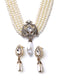 Crystal Flower Pearl Layers Collar Statement Necklace & Earring Set - [neshe.in]