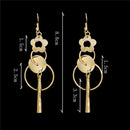 Golden Flower & Circle Geometric Dangle Earrings - [neshe.in]